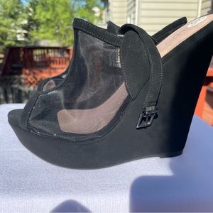 ALDO black mesh wedges. Women size 8.5. Gently used.